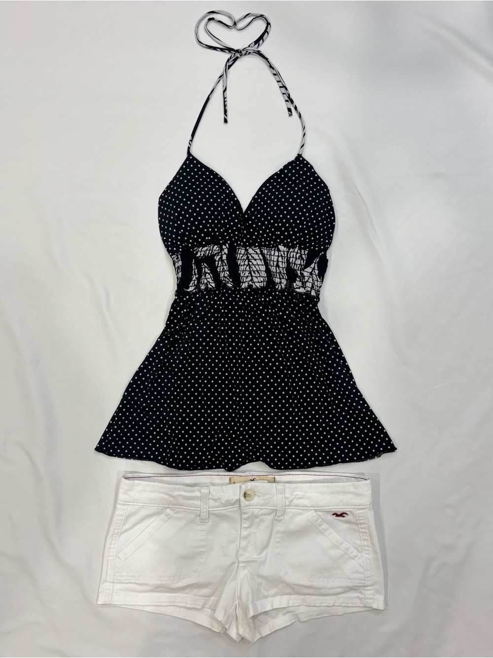 Vintage 2000s Seduction Polka Dot Babydoll Halter Top